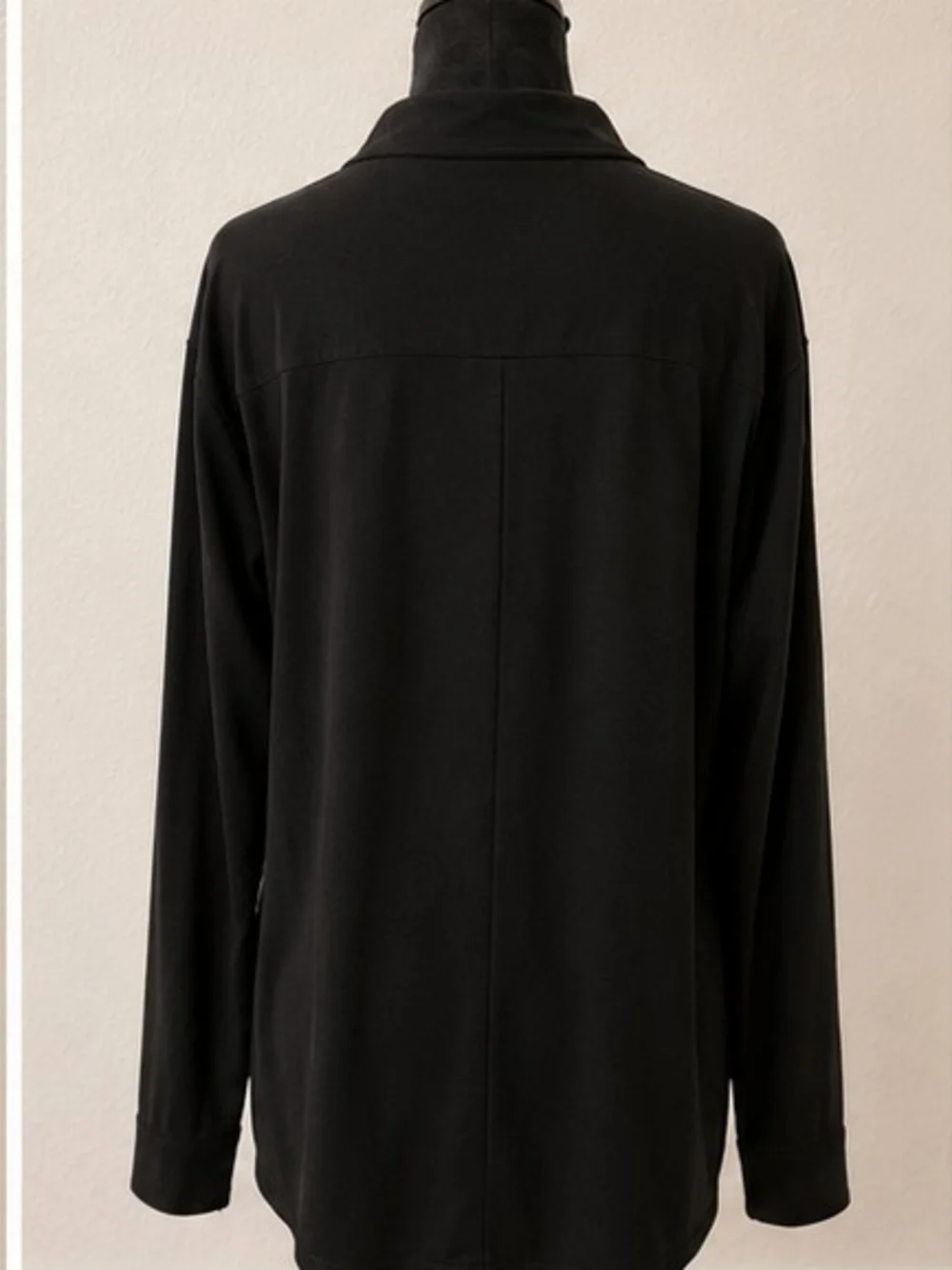 Black Blouse Large Long Sleeves 100%Cotton - Picture 2 of 5